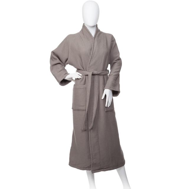 Unisex Adult Waffle Weave Cotton Bath Robe, Extra Large, Charcoal - Blue Nile Mills