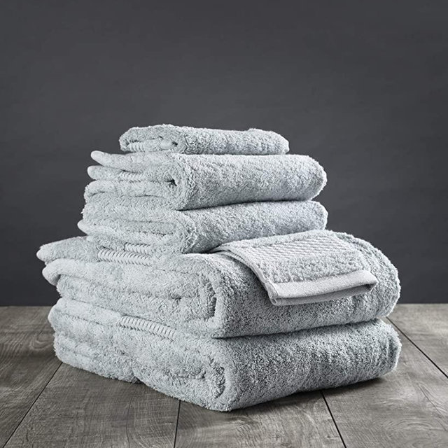Delilah Home 100% Organic Cotton Towels, 6 Piece Set (2pcs 13x13, 2pcs 16x30, 2 pcs 30x54), Mineral Green