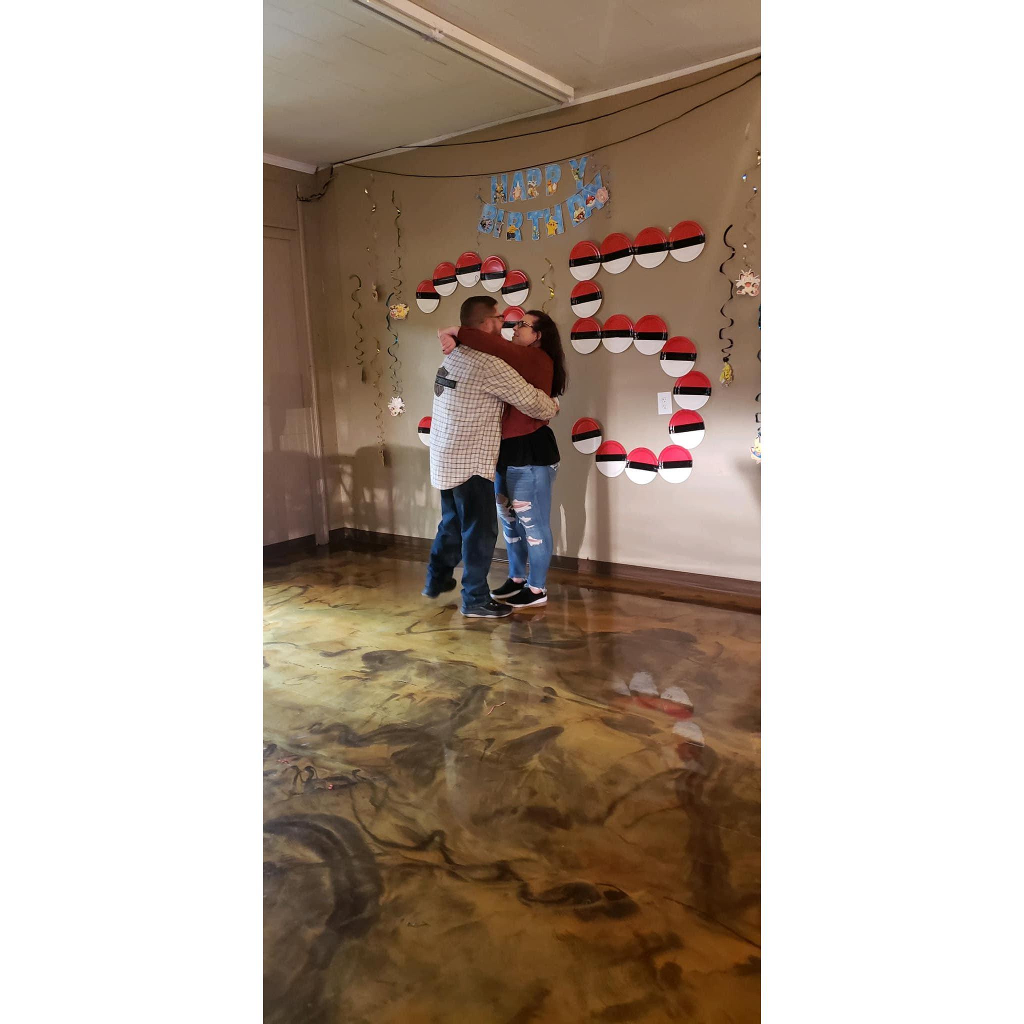 His surprise 35th birthday party, pokemon themed, of course