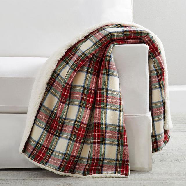 Stewart Plaid Throw, 50 x 60", Ivory