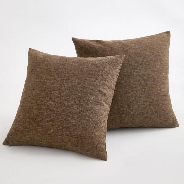 Sunday Praise Linen Decorative Throw Pillow Covers Classical Square Solid Color Pillow Cases 20x20 Inches Cushion Covers for Sofa Couch Bed&Car,Pack of 2 (Brown)