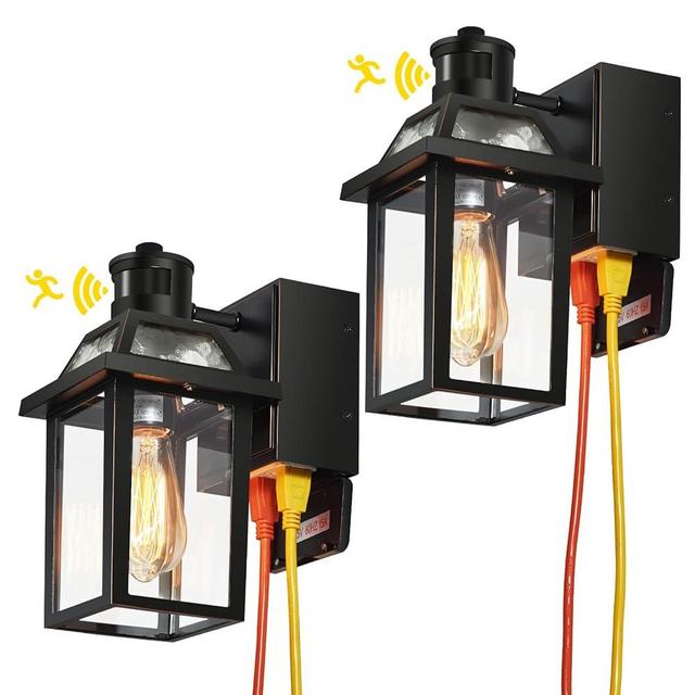 Porch Lights with GFCI Outlet, Dusk to Dawn Motion Sensor Outdoor Lights, 3 Lighting Modes Exterior Light Fixture, Outside Lights for House Front Door Patio Garage