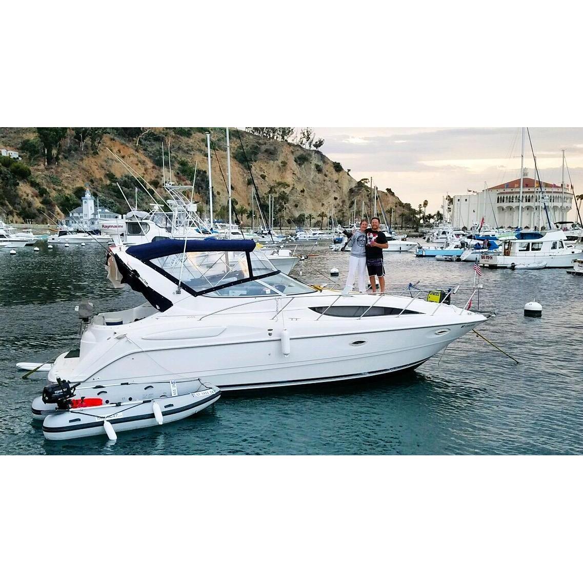 Us on the bow of Perseverance on our awesome boating trip to Catalina Island
