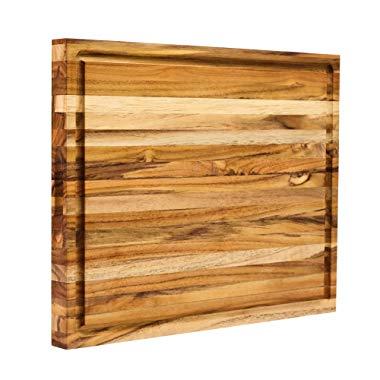 Large Reversible Teak Wood Cutting Board: 18x14x1.25 with Juice Groove (Gift Box Included) by Sonder Los Angeles