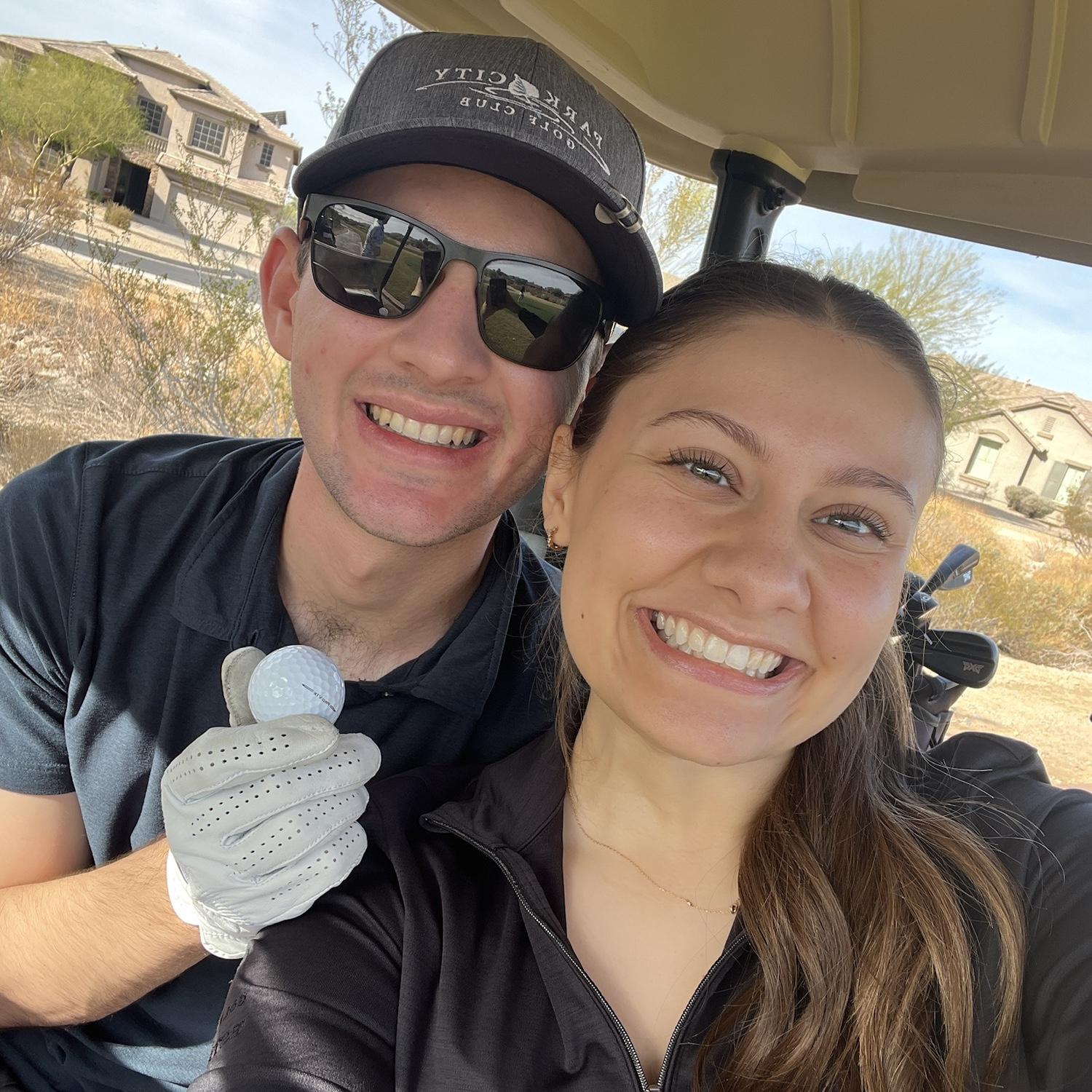 One of our favorite hobbies to do together is golfing!