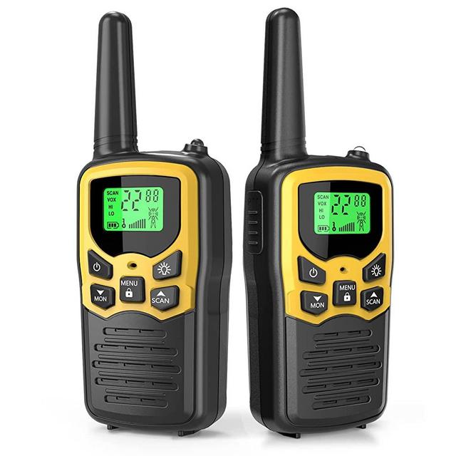 Walkie Talkies, MOICO Long Range Walkie Talkies for Adults with 22 FRS Channels,Family Walkie Talkie with LED Flashlight VOX LCD Display for Hiking Camping Trip (Yellow,2 Pack)