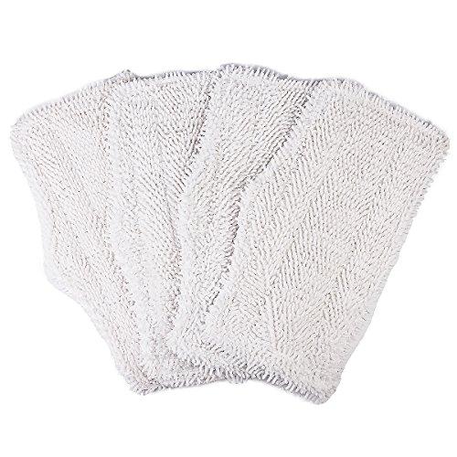 Flammi 4 Pack Replacement Washable Cleaning Pads for Shark Steam & Spray Mop SK410, SK435CO, SK460, SK140, SK141, S3101, S3250, S3251 (White)