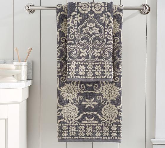 Indah Jacquard Bath Towels, Flagstone