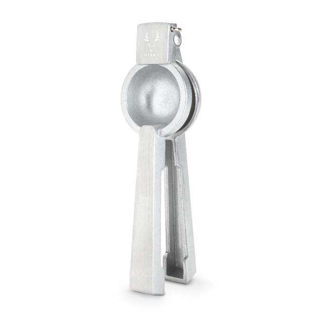 Viski Professional Citrus Press Lime Juicer, Lemon Squeezer for Cocktails, Bar Accessories, Silver Aluminum Metal, Set of 1
