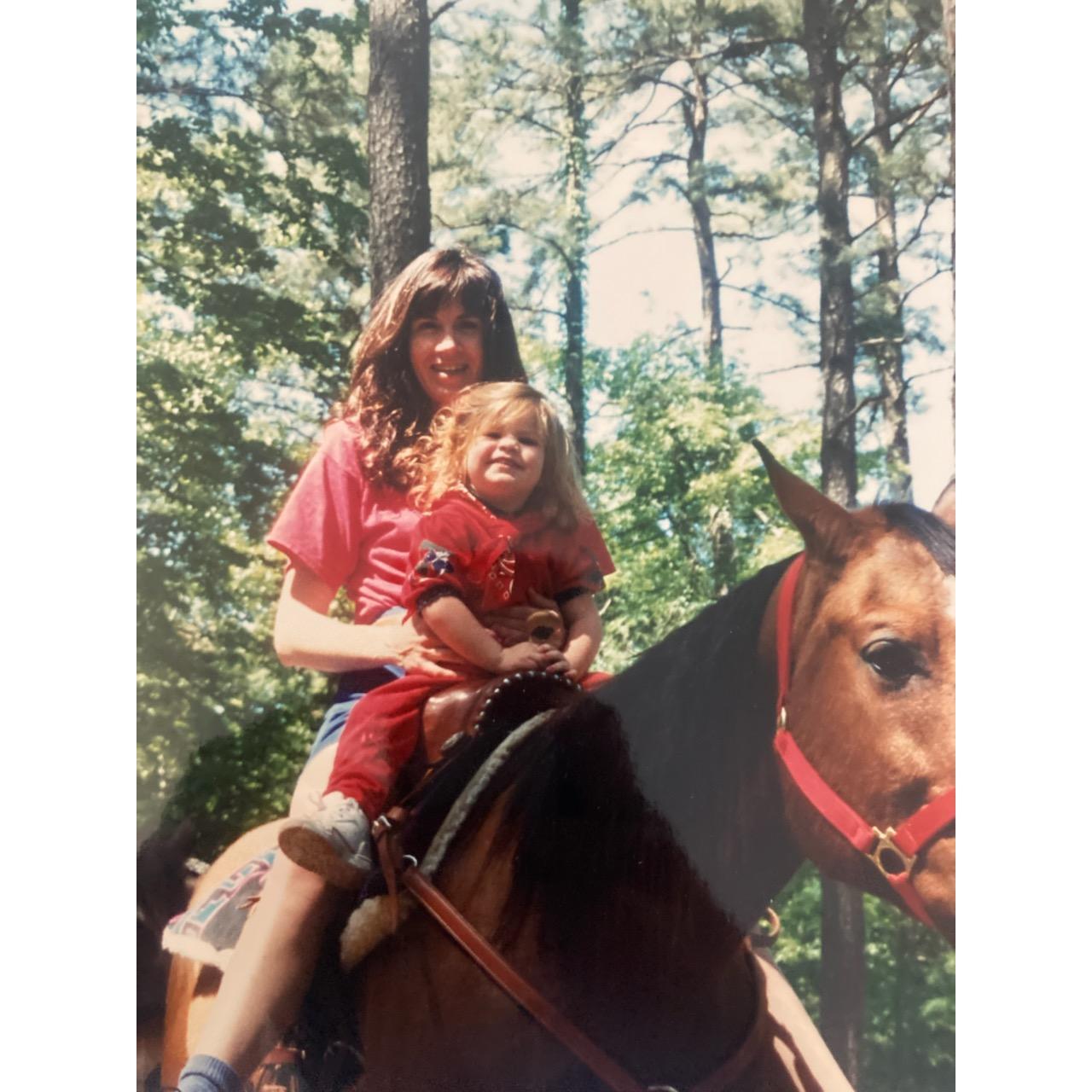 Horseback riding with my mom as a kid!! <3