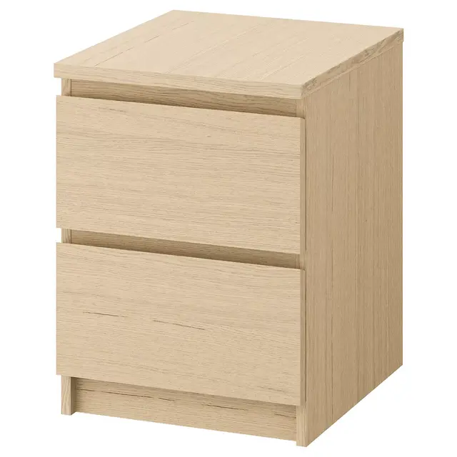 MALM 2-drawer chest, white stained oak veneer15 3/4x21 5/8 "