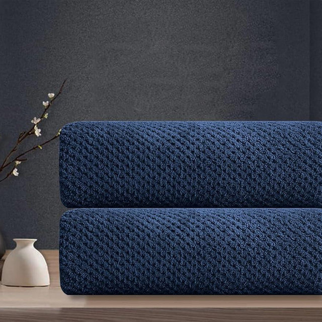Hand Towels Set 2 Pack-16“x31”,Ultra Soft Microfibers Bathroom Towel Set Highly Absorbent Quick Dry Luxury Premium Towel Lightweight Durable Hand Towel Collection for Hotel Spa Gym Kitchen,Navy Blue