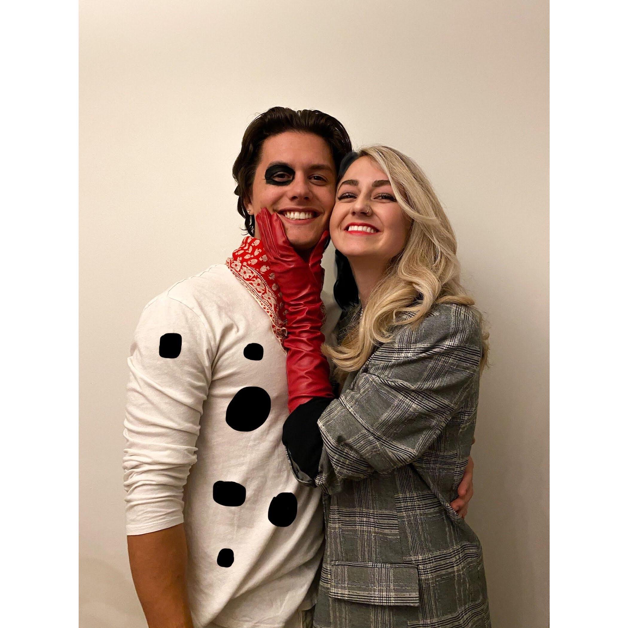 Cruella with one of her “poopies” - Halloween 2020
