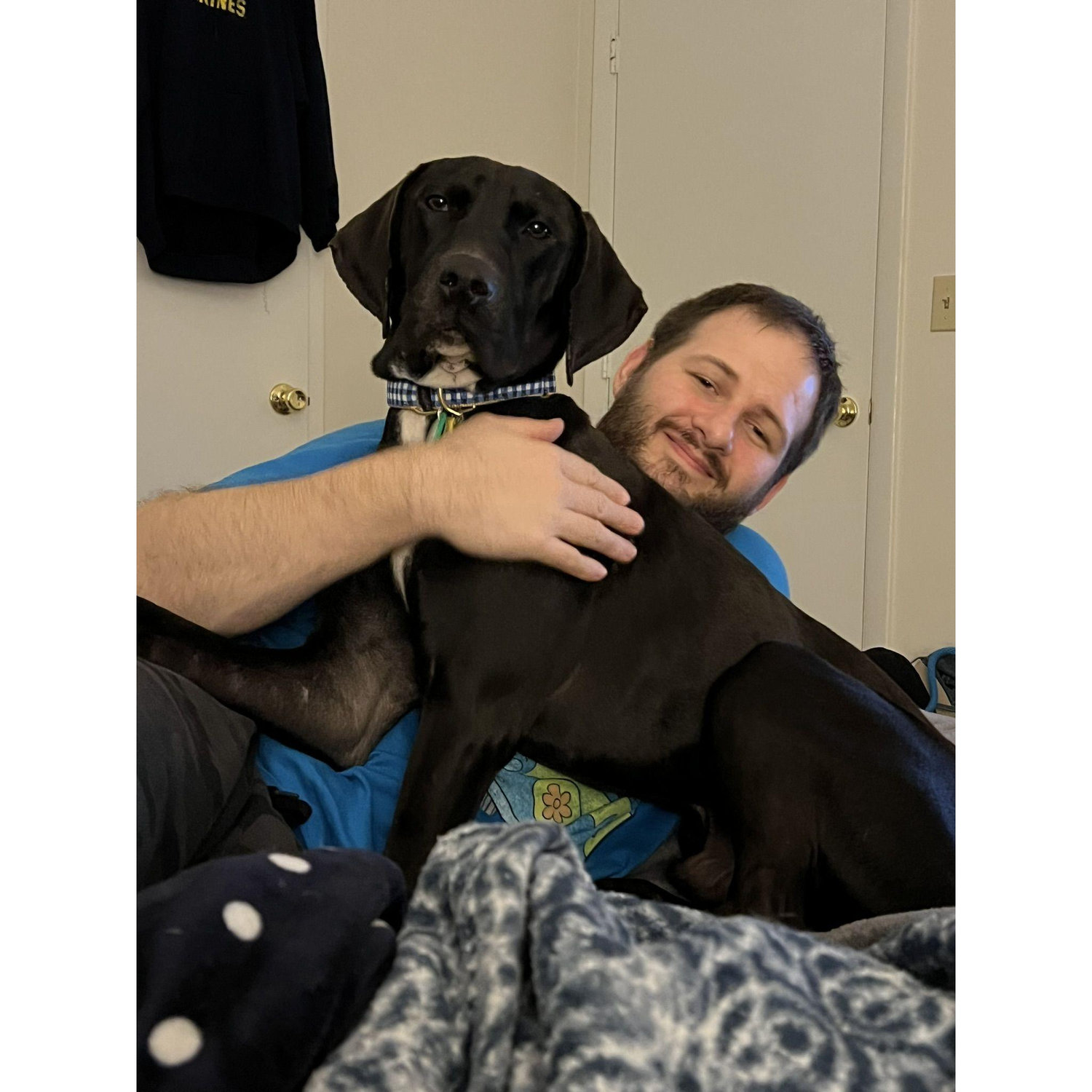 Lovin' on his boy, Rufus