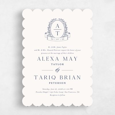 Beige Scalloped Wedding Invitation - Hetherton Classic