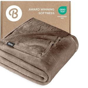 Bare Home Fleece Blanket - Full/Queen - Ultra-Soft Lightweight for Bed, Sofa, and Couch - Luxury Microplush - Cozy Warm Blanket (Full/Queen, Taupe)