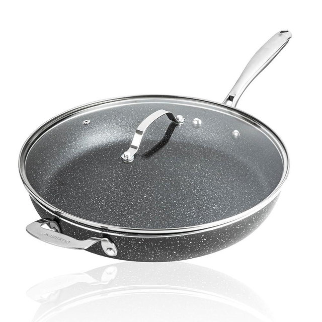 Granitestone 14 Inch Large Frying Pan with Lid, Ceramic Non Stick Frying Pans Skillet, Non Toxic Frying Pans Nonstick for Sauté & Cooking, PFAS & PFOA Free, Oven & Dishwasher Safe
