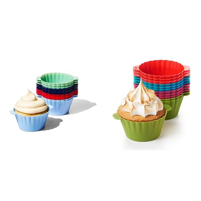 OXO Good Grips Silicone Baking Cups, Pack of 12 & Good Grips Silicone Baking Cups, Multicolor 3 oz.