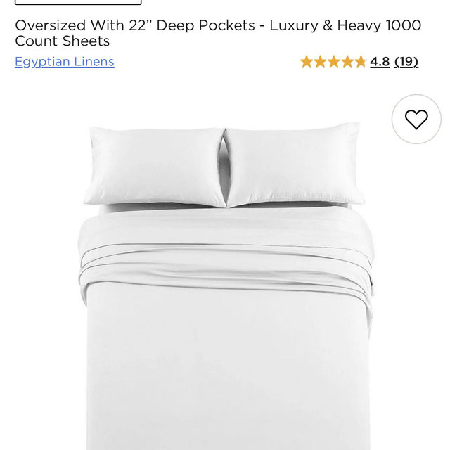 Oversized With 22” Deep Pockets - Luxury & Heavy 1000 Count Sheets - White, KING SET