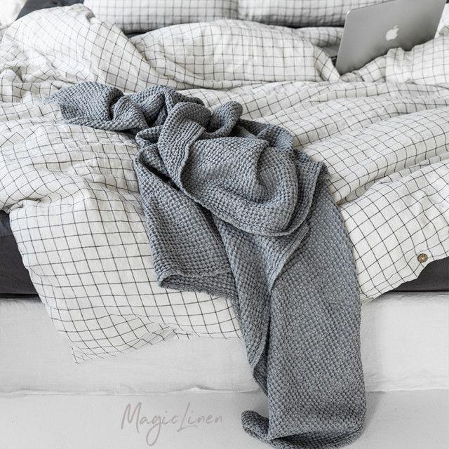 Light gray waffle blanket