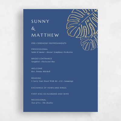 Grayed Teal, Blue Wedding Program - Morelos Foil