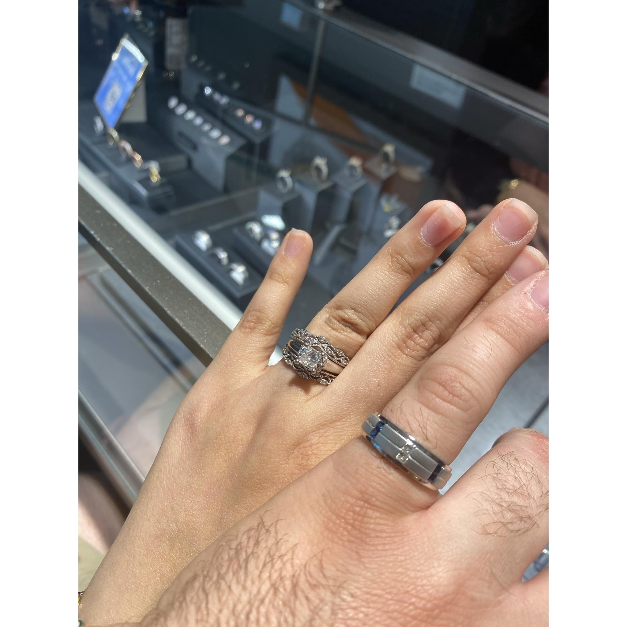 We spent a whole day shopping for our wedding bands! Here are the winners :)