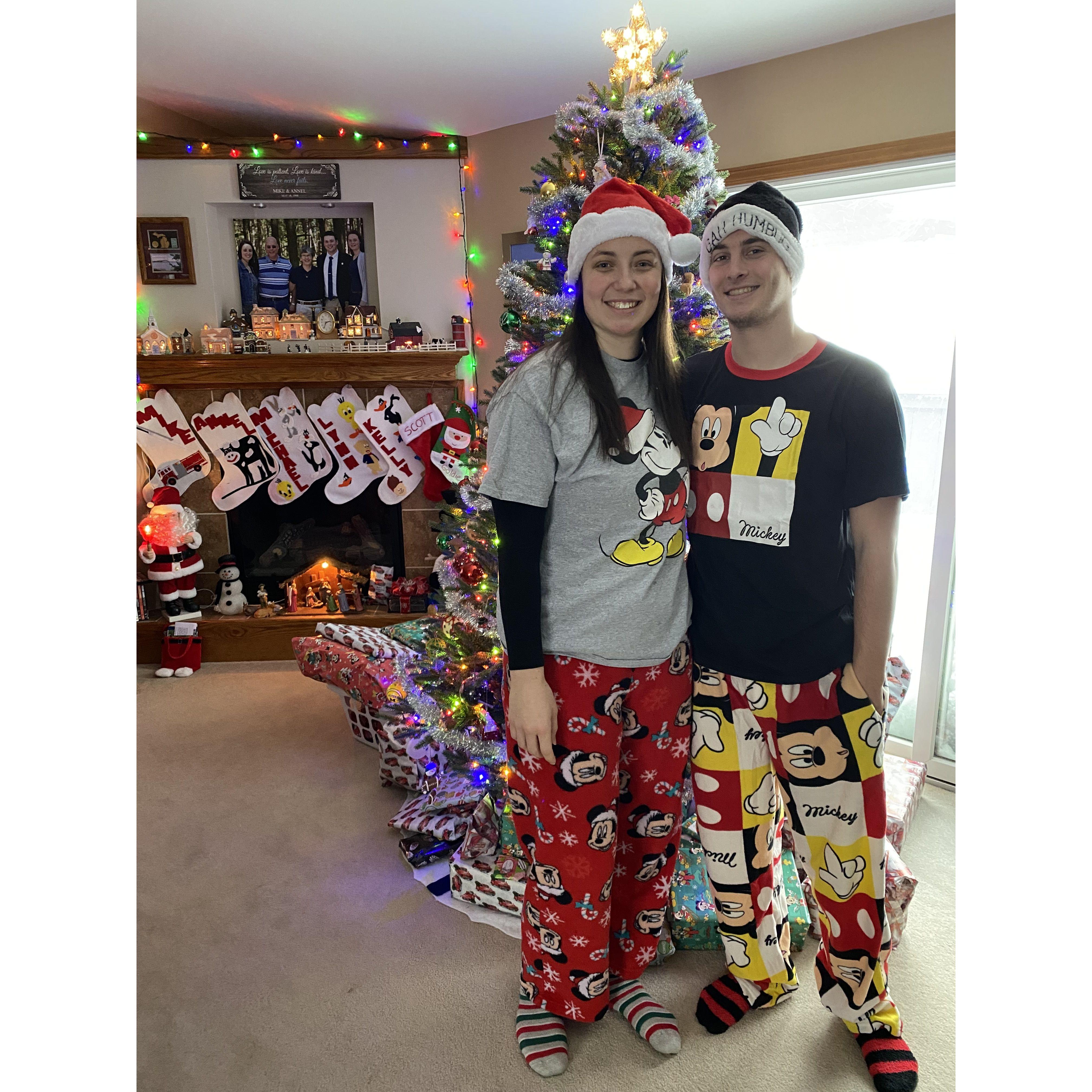 Our first Christmas together, Mickey PJs are a must.