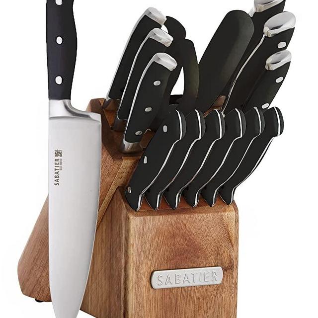 Sabatier Forged Knife Block Set, 15-Piece, Black