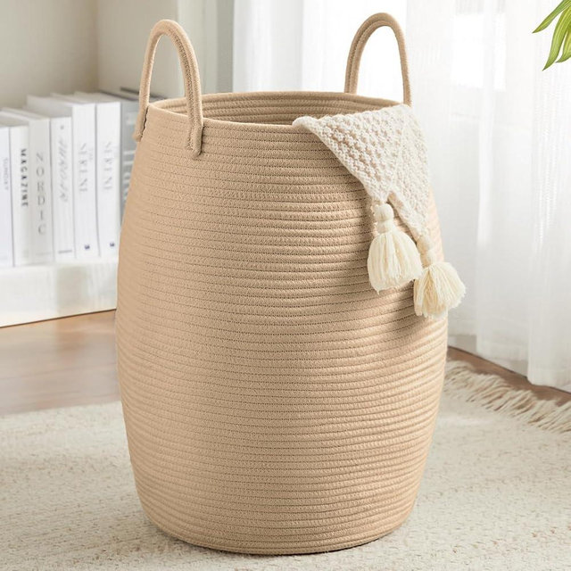 105L Extra Large Laundry Hamper Basket by Fiona's magic, Woven Tall Clothes Hamper for Storage Blanket, Toys and Dirty Cothes in Bedroom and Living Room Organizer, Jute Brown