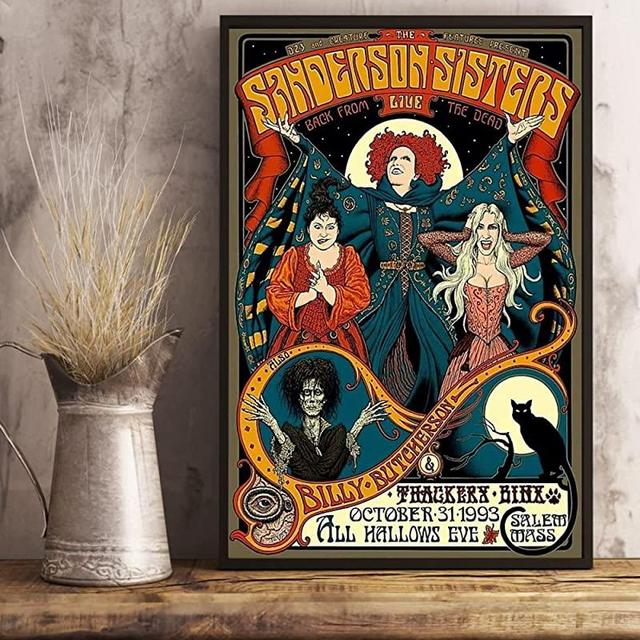 Decorative Halloween Signs The Sanderson Sisters Hocus Movie Pocus 1993 Witch Halloween Metal Tin Sign Antique Plaque Rustic Poster Bar Home Wall Decor 8x12 Inch