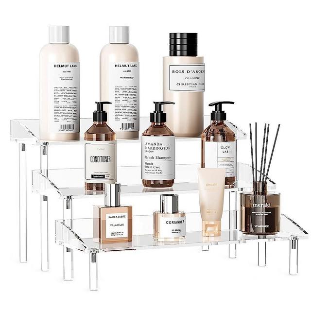 CPPDEL Crystal Clear 3-Tier Acrylic Bathroom Countertop Organizer - The Ultimate Vanity Makeover for Easy Access to Cosmetics and Skincare Supplies on Your Bathroom Counter Shelf