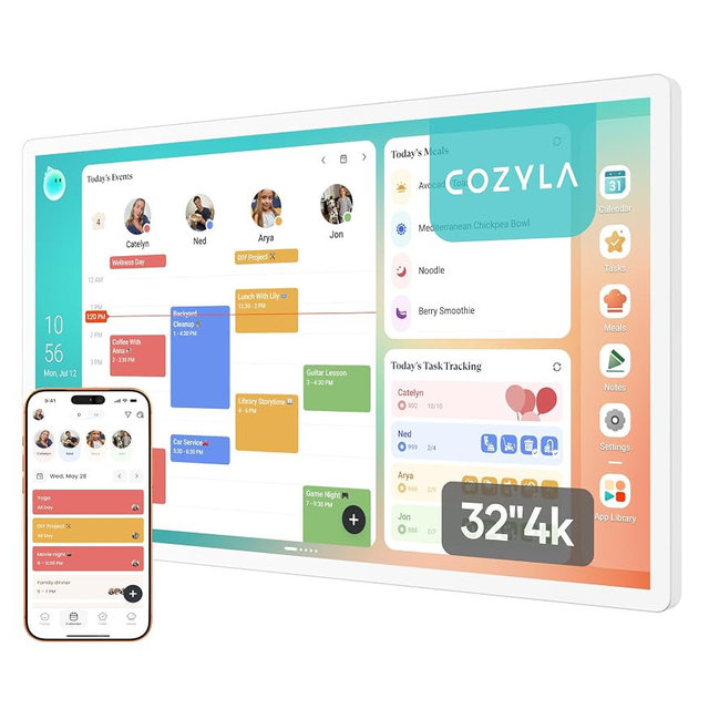 Cozyla Calendar Plus 2: 32"4K Smart Digital Calendar Wall Touch Screen & No Subscription Family Dashboard, Electronic Display for Family System- Chore Chart, Meal Planner, Support App Store Wall Mount
