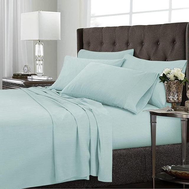 MARQUESS Ultra Soft Cooling Bamboo Microfiber Sheet Set, Viscose from Bamboo, 4 Piece Deep Pocket Bedding Set, Wrinkle Free for Bedding Room(ICE Blue, King)