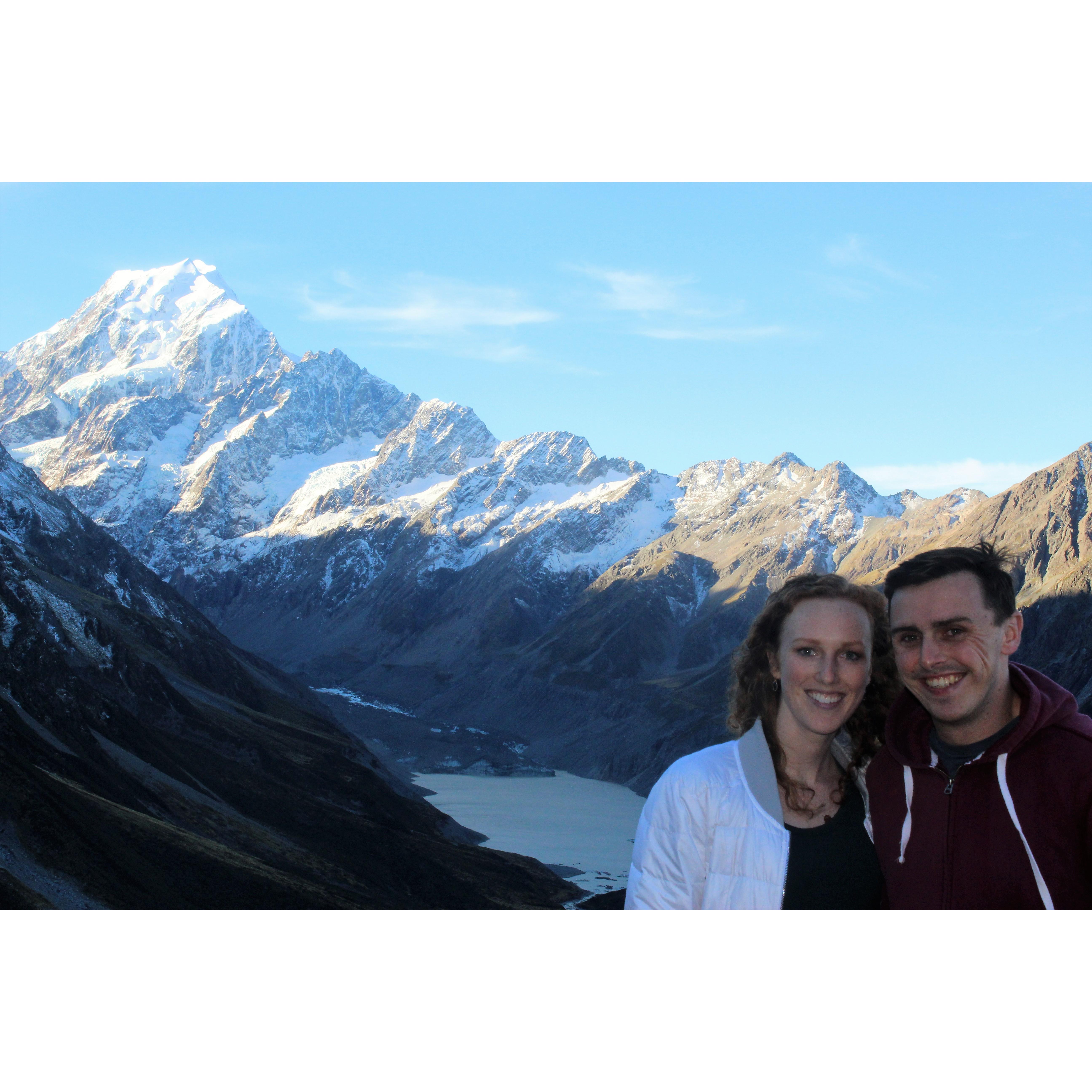 Mount Cook, New Zealand
Highest peak! After climbing over 2000 steps on Sealey Tarns hike - overlooking a glacier