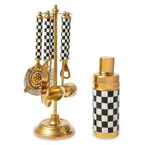 MACKENZIE-CHILDS Courtly Check 3260 Gold Edition Bar Set