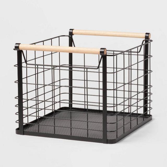 Wire Natural Wood Handles Milk Crate - Brightroom™
