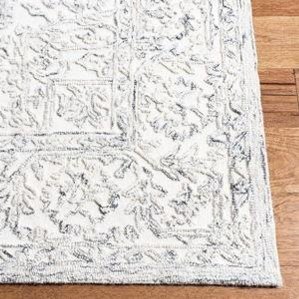 SAFAVIEH Area Rug 8x10 - Trace Collection - Large - Ivory & Blue, Handmade Wool, Ideal for Living Room, Bedroom, Office, Dining Space (TRC302M)