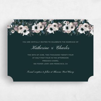 Green Ticket Wedding Invitation - Napa Border