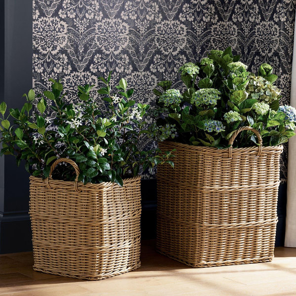 Chris Loves Julia Woven Basket Outdoor Planter (Size Large & X Large)