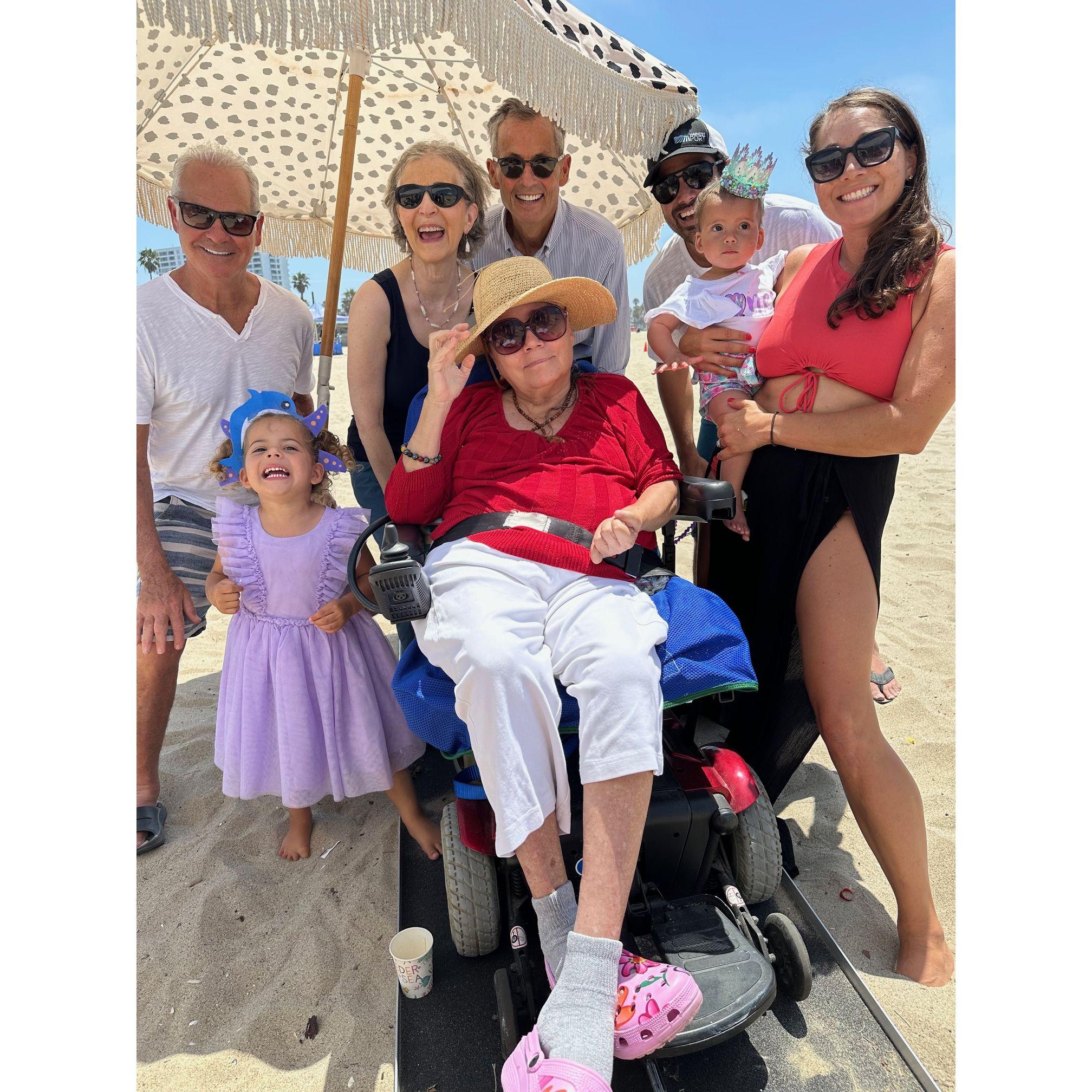 Simone's 1st Birthday Celebration on the beach with Nana, Papa Paul, Grandma Leslie and BG