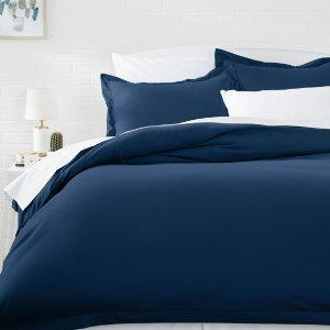 AmazonBasics Microfiber Duvet Cover Set - King, Navy Blue