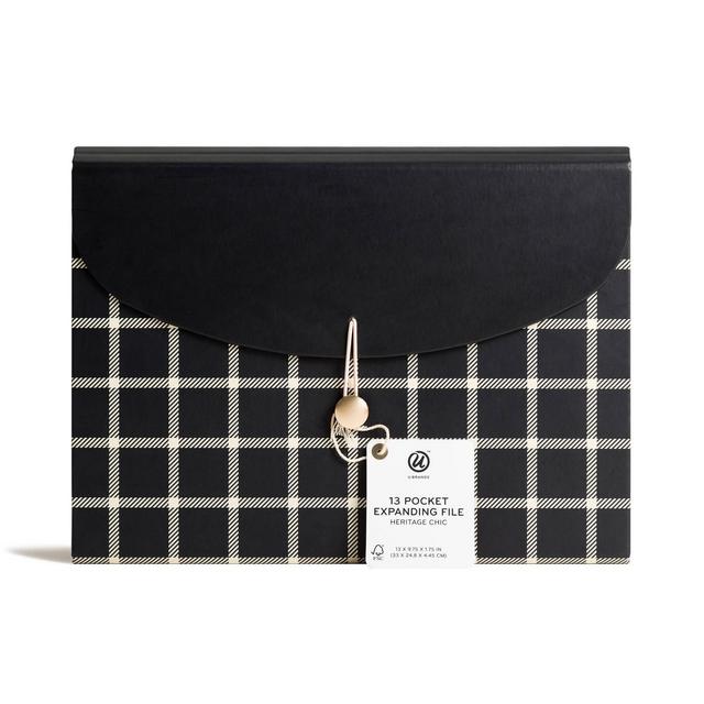 UBrands 13 Pocket Expanding File Folder - Black/White Heritage Chic