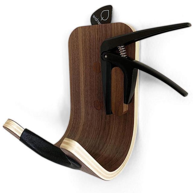 Guitar Wall Mount: Sleek Strong Modern Design Guitar Hanger for Wall Storage & Display. Heavy Duty Ply Wood Guitar Hook for Secure Wall Mounting. For Ukuleles, Acoustic, Bass & Classical Guitars.