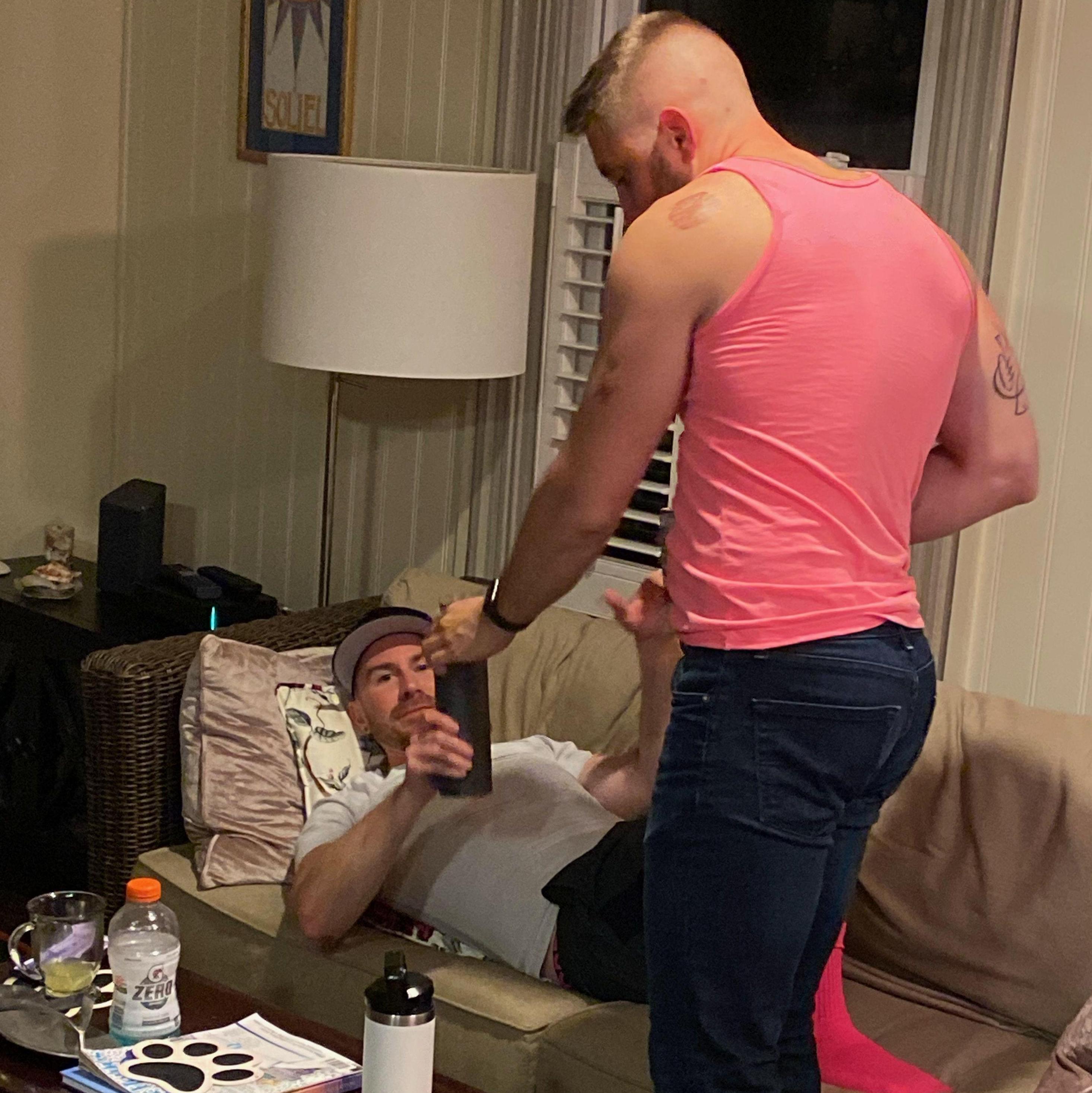 Paul getting me to rally in Rehoboth (May 2021)