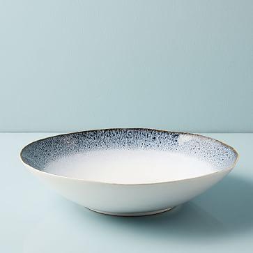 Reactive Stoneware Pasta Bowls - Black & White