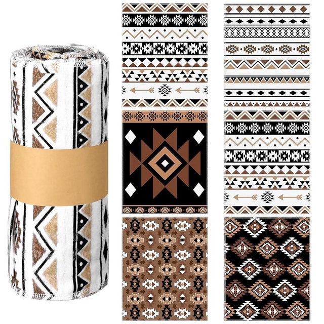 Noveread 36 Pack Western Aztec Reusable Cleaning Cloths Washable Cotton Kitchen Towels for Home(Brown)