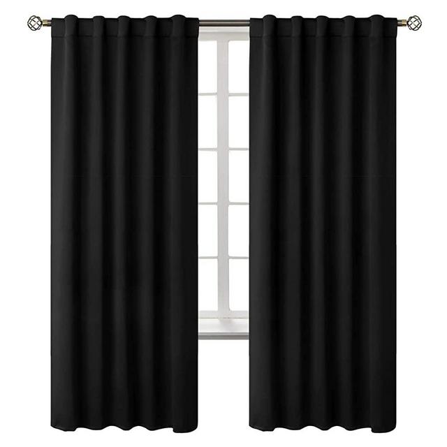 BGment Black Blackout Curtains 84 inches Long - Rod Pocket and Back Tab Thermal Insulated Bedroom Curtains for Living Room, 42 x 84 Inches, 2 Window Curtain Panels