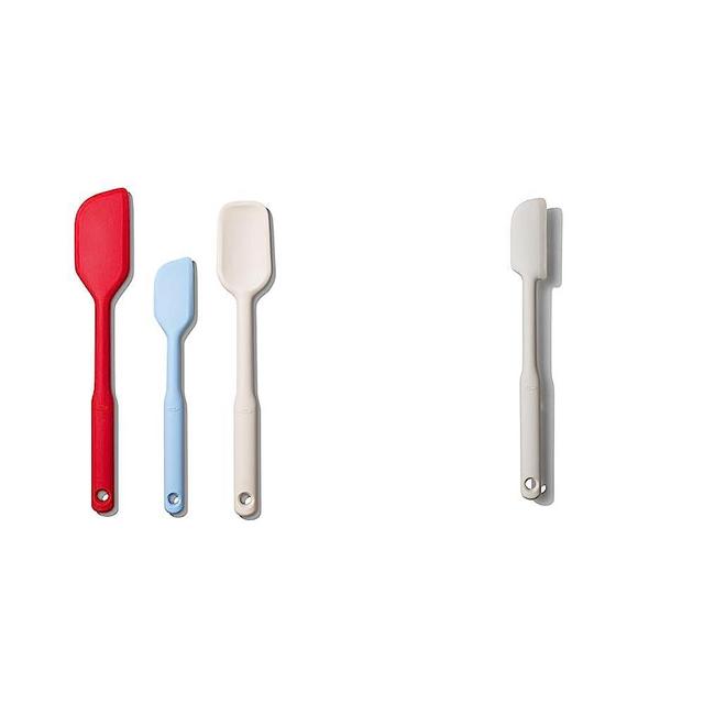 OXO Good Grips 3 Piece Silicone Spatula Set & Good Grips Silicone Jar Spatula - Oat