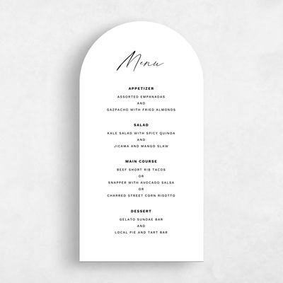 White Arch Wedding Menu - Halbert