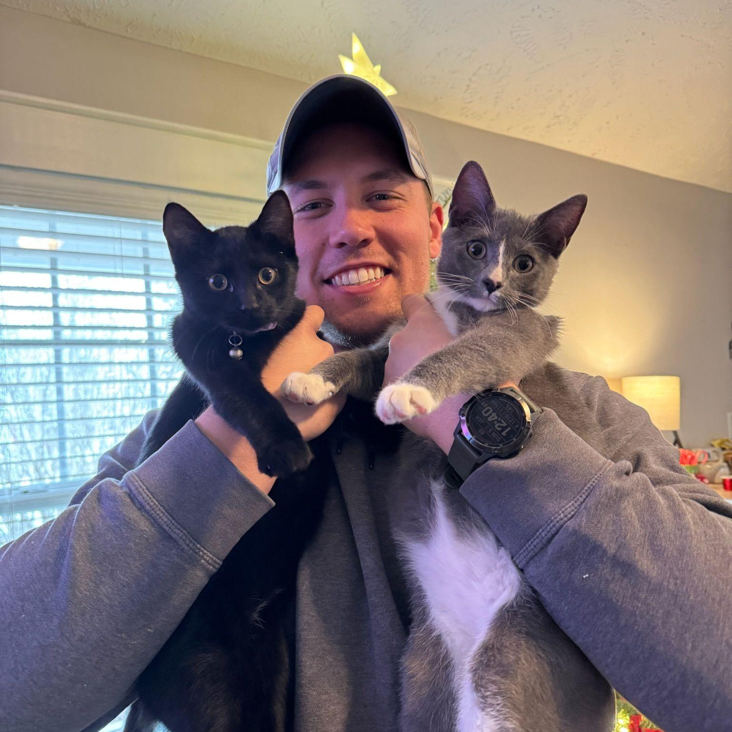 Adopting our sweet cats, Simon and Daphne in Raeford, NC, January 2025